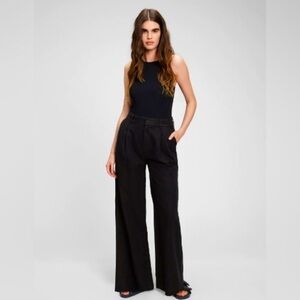 NWOT! GAP Black High Rise Linen-Cotton Pleated Wide Leg Pants  - Multiple
